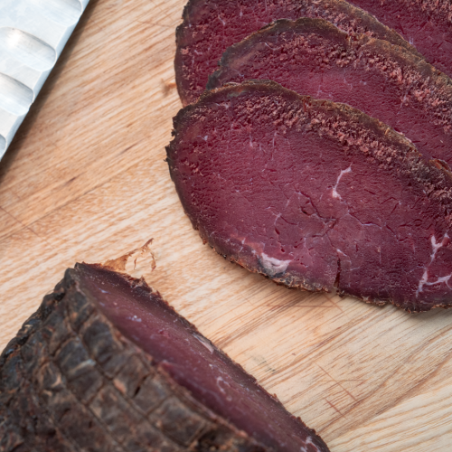 Koldrøget vestjysk krondyr i skiver 